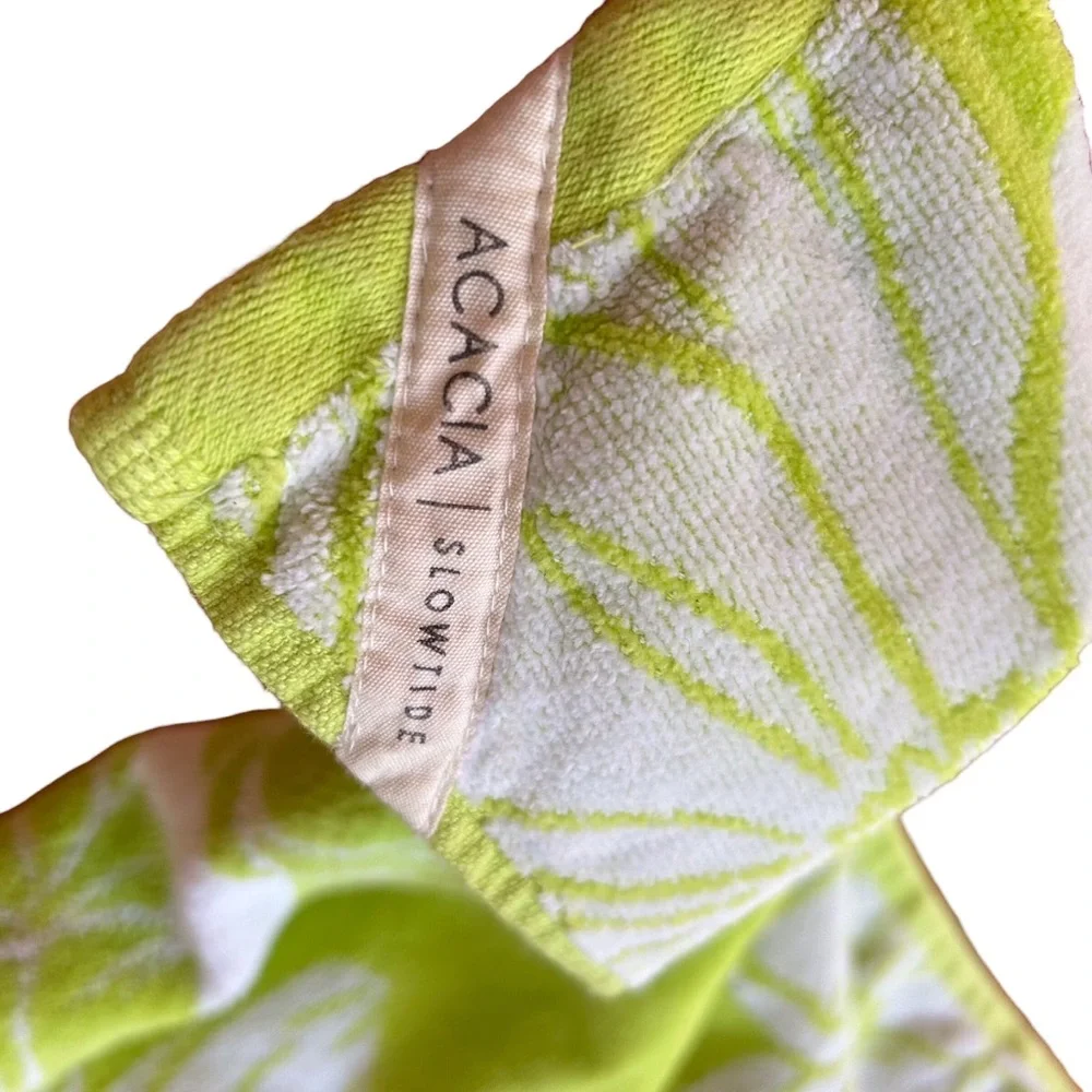 Acacia swimwear x slowtide collab beach towel in neon magnolia print